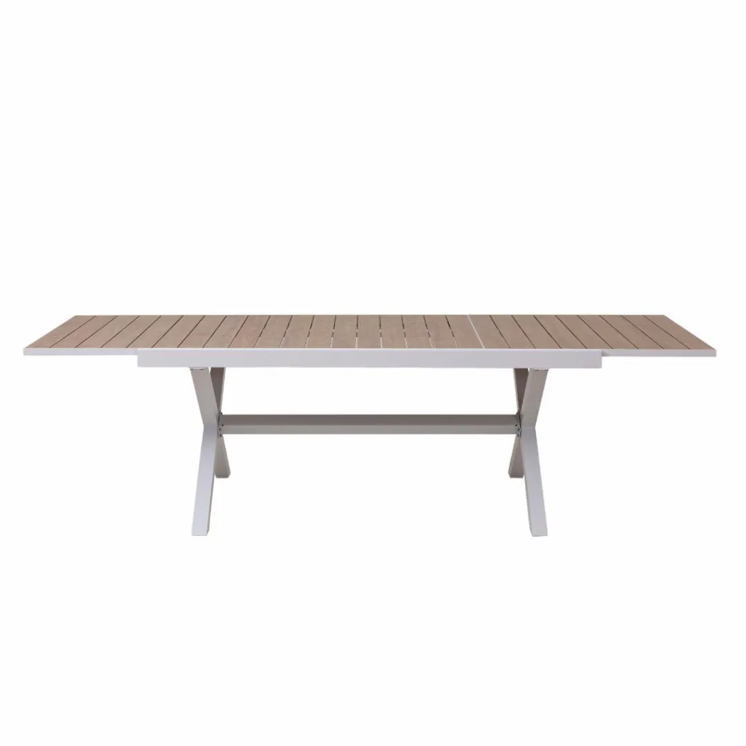 Table De Jardin<Made in Meubles Table de jardin blanche et effet bois en aluminium Ayden