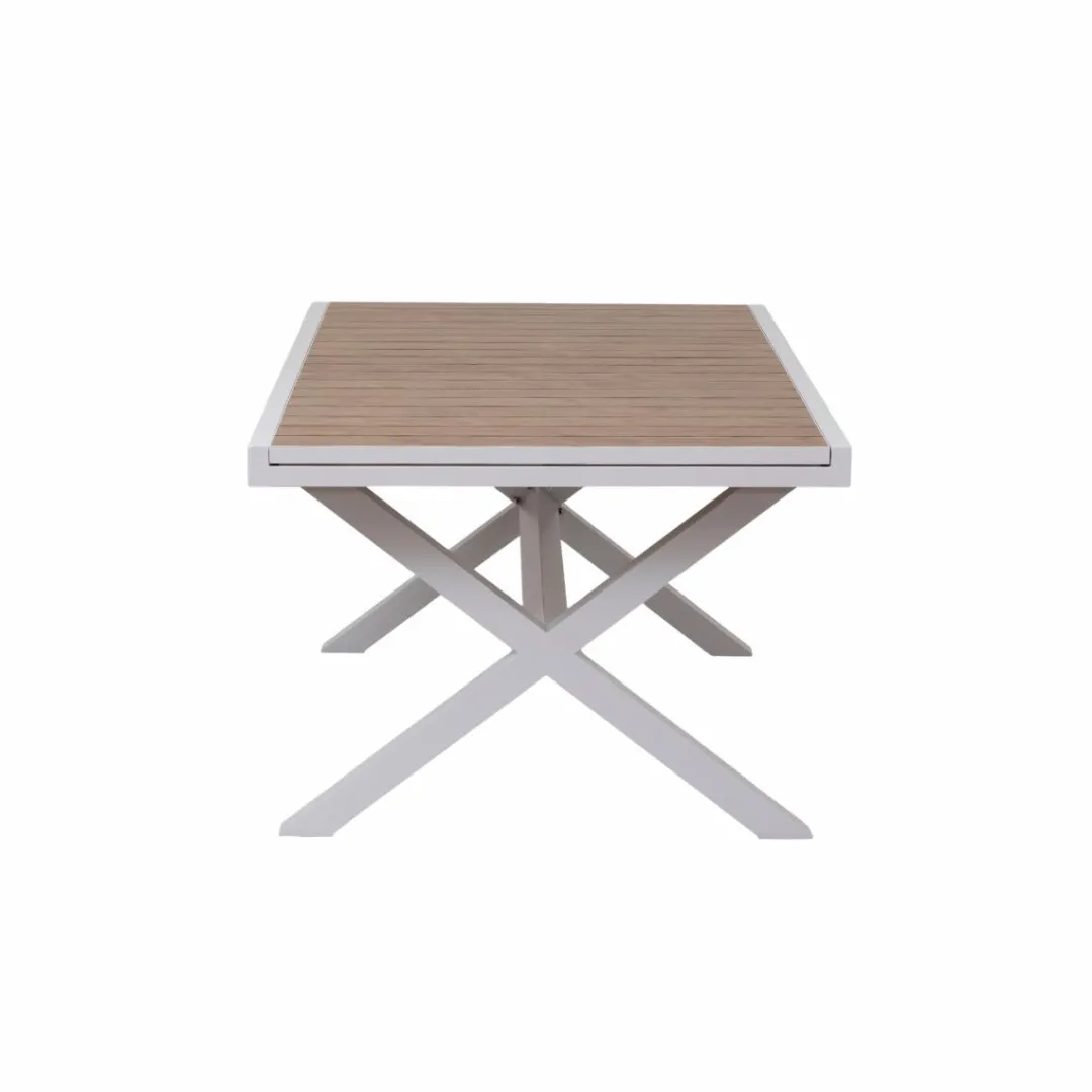 Table De Jardin<Made in Meubles Table de jardin blanche et effet bois en aluminium Ayden
