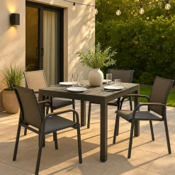 Table De Jardin<Made in Meubles Table de jardin carrée en aluminium gris Kaïa