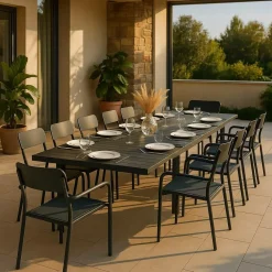 Table De Jardin<Made in Meubles Table de jardin en aluminium rectangulaire gris Kaïa