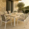 Table De Jardin<Made in Meubles Table de jardin en aluminium blanc et effet bois Ayden