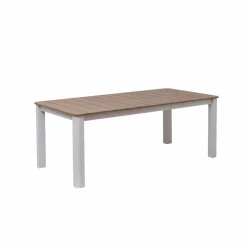 Table De Jardin<Made in Meubles Table de jardin en aluminium blanc et effet bois Ayden