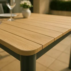 Table De Jardin<Made in Meubles Table de jardin en aluminium gris et effet bois Ayden