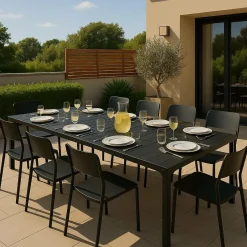 Table De Jardin<Made in Meubles Table de jardin grise en aluminium Kaïa