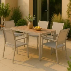 Table De Jardin<Made in Meubles Table de jardin taupe en aluminium Ayden