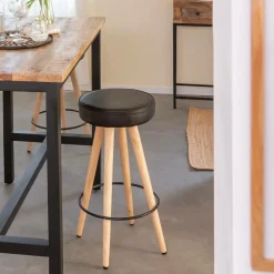 Table À Manger<Made in Meubles Table haute en bois de manguier et métal Petra