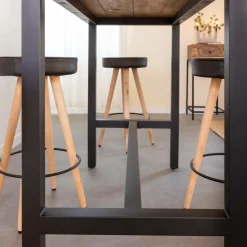 Table À Manger<Made in Meubles Table haute en bois de manguier et métal Petra