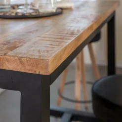 Table À Manger<Made in Meubles Table haute en bois de manguier et métal Petra