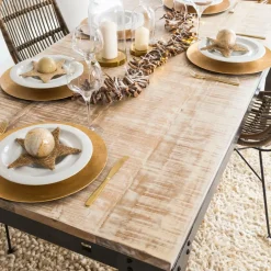 Table À Manger<Made in Meubles Table à manger avec allonges en bois de manguier et métal Locker