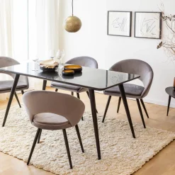 Table À Manger<Made in Meubles Table à manger avec plateau en granite noir Antonella