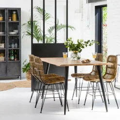 Table À Manger<Made in Meubles Table à manger en bois d'acacia pieds compas Tree