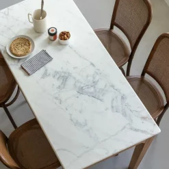 Table À Manger<Made in Meubles Table à manger en bois de manguier et marbre Arthuro