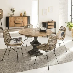 Table À Manger<Made in Meubles Table à manger ronde en bois de manguier Vitto