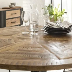 Table À Manger<Made in Meubles Table à manger ronde en bois de manguier Vitto