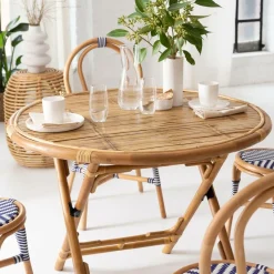 Table À Manger<Made in Meubles Table ronde en bambou 4 places Soline