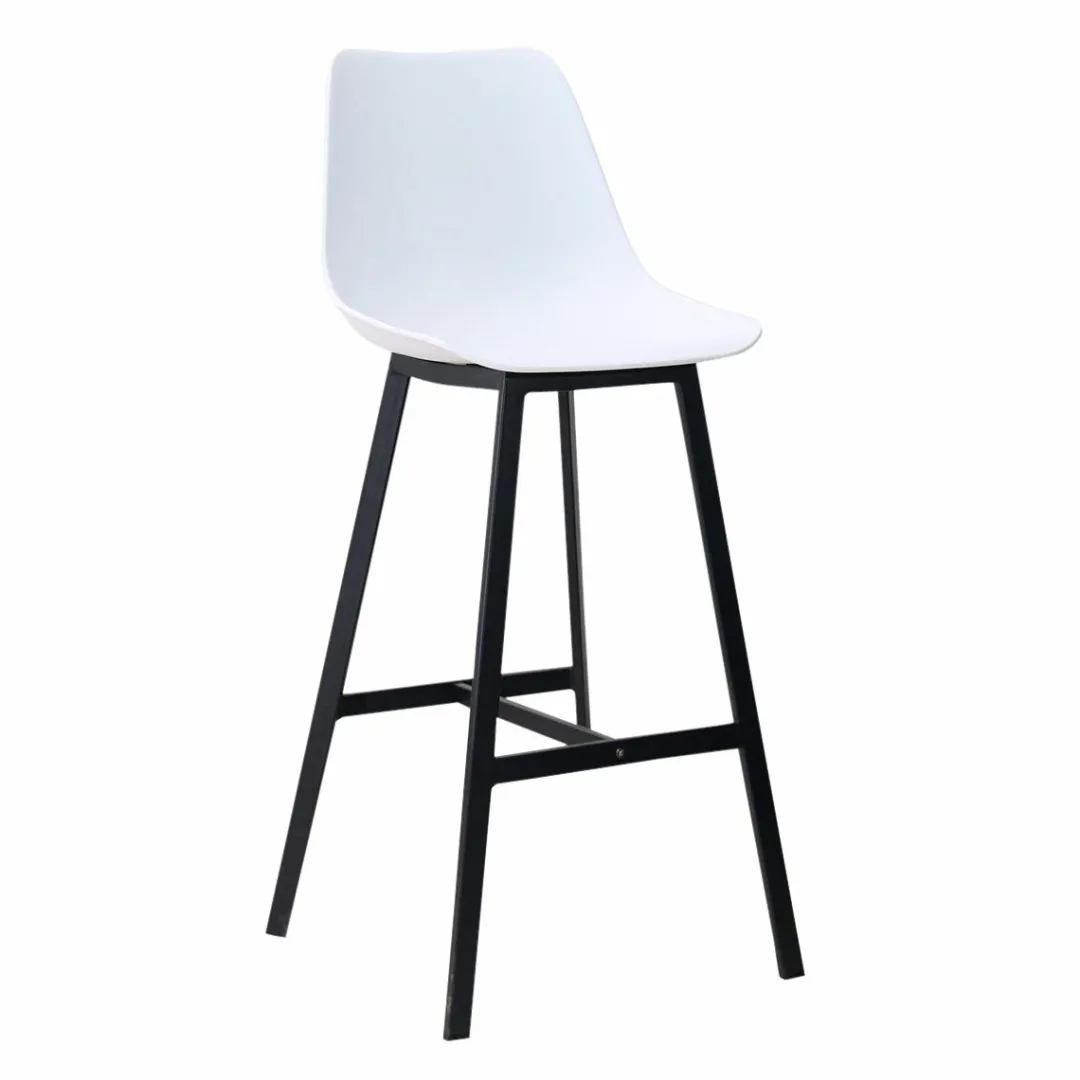 Tabouret De Bar<Made in Meubles Tabouret de bar blanc et métal noir Marius (lot de 2)