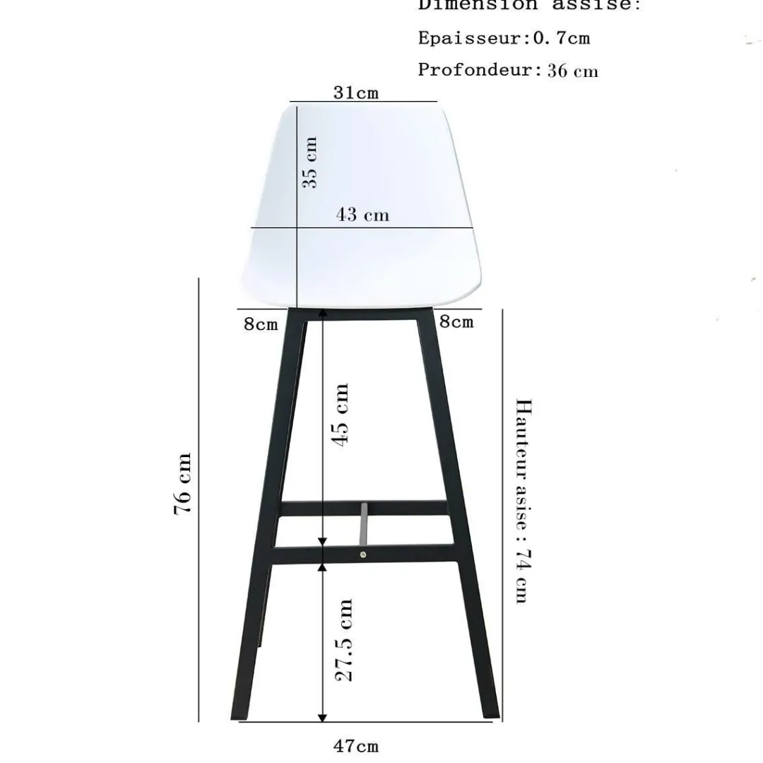 Tabouret De Bar<Made in Meubles Tabouret de bar blanc et métal noir Marius (lot de 2)