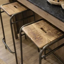 Tabouret De Bar<Made in Meubles Tabouret de bar écolier bois et métal 77cm Marcus