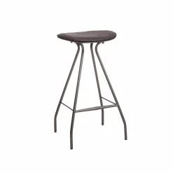 Tabouret De Bar<Made in Meubles Tabouret de bar en cuir gris et métal Lya
