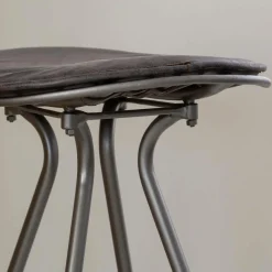 Tabouret De Bar<Made in Meubles Tabouret de bar en cuir gris et métal Lya