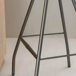 Tabouret De Bar<Made in Meubles Tabouret de bar en cuir gris et métal Lya