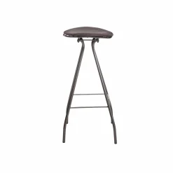 Tabouret De Bar<Made in Meubles Tabouret de bar en cuir gris et métal Lya