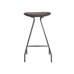 Tabouret De Bar<Made in Meubles Tabouret de bar en cuir gris et métal Lya