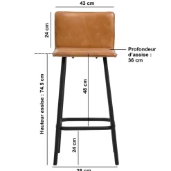 Tabouret De Bar<Made in Meubles Tabouret de bar en cuir marron Louise (lot de 2)