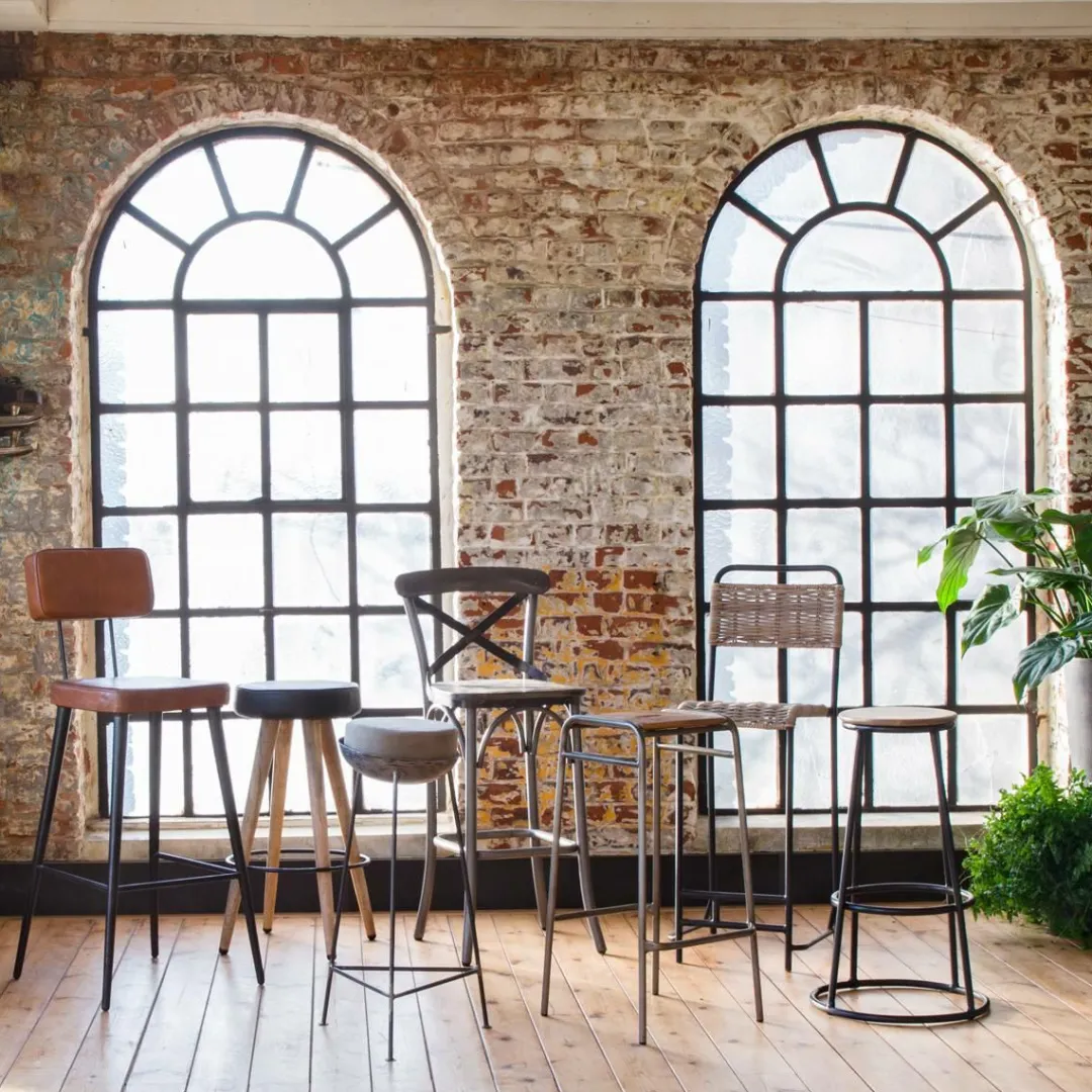 Tabouret De Bar<Made in Meubles Tabouret de bar en cuir marron et métal noir Victoire