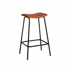 Tabouret De Bar<Made in Meubles Tabouret de bar en cuir marron et métal Alexandre (lot de 2)