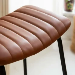 Tabouret De Bar<Made in Meubles Tabouret de bar en cuir marron et métal Alexandre (lot de 2)