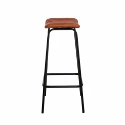 Tabouret De Bar<Made in Meubles Tabouret de bar en cuir marron et métal Alexandre (lot de 2)