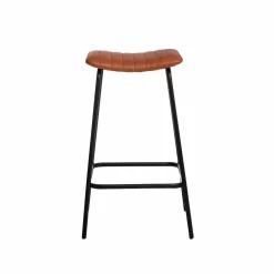 Tabouret De Bar<Made in Meubles Tabouret de bar en cuir marron et métal Alexandre (lot de 2)