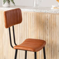 Tabouret De Bar<Made in Meubles Tabouret de bar en cuir marron Carl