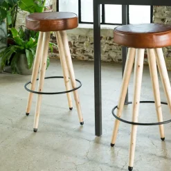 Tabouret De Bar<Made in Meubles Tabouret de bar en cuir marron Jocelin