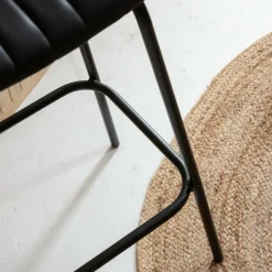 Tabouret De Bar<Made in Meubles Tabouret de bar en cuir noir et métal Alexandre (lot de 2)