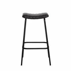 Tabouret De Bar<Made in Meubles Tabouret de bar en cuir noir et métal Alexandre (lot de 2)