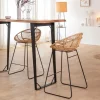 Tabouret De Bar<Made in Meubles Tabouret de bar rond en rotin et métal Calvi