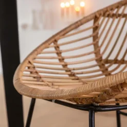 Tabouret De Bar<Made in Meubles Tabouret de bar rond en rotin et métal Calvi