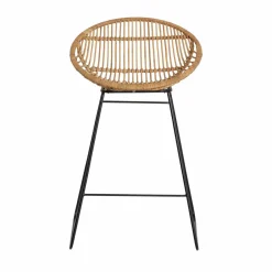 Tabouret De Bar<Made in Meubles Tabouret de bar rond en rotin et métal Calvi