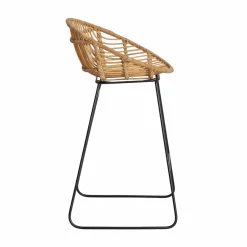 Tabouret De Bar<Made in Meubles Tabouret de bar rond en rotin et métal Calvi