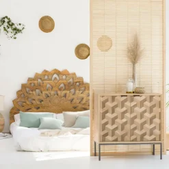 Tête De Lit<Made in Meubles Tête de lit lotus en bois de manguier sculpté 160 cm Valentina