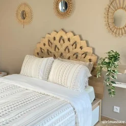 Tête De Lit<Made in Meubles Tête de lit lotus en bois de manguier sculpté 160 cm Valentina