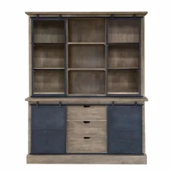 Vaisselier<Made in Meubles Vaisselier en bois de manguier brossé et métal gris Helsinki