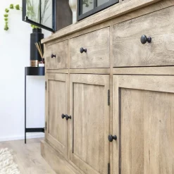 Vaisselier<Made in Meubles Vaisselier en bois de manguier brossée et métal noir Clotilde