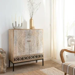 Décoration<Made in Meubles Vase beige 4 tiges en aluminium Dahlia