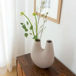 Décoration<Made in Meubles Vase beige 2 tiges en aluminium Tulipa