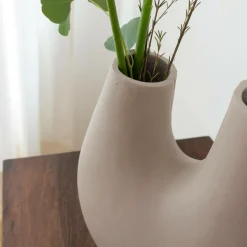 Décoration<Made in Meubles Vase beige 2 tiges en aluminium Tulipa