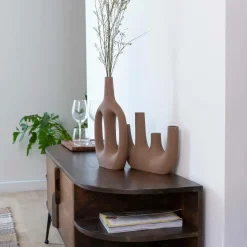 Décoration<Made in Meubles Vase marron 4 tiges en aluminium Dahlia