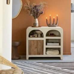 Décoration<Made in Meubles Vase marron 4 tiges en aluminium Dahlia